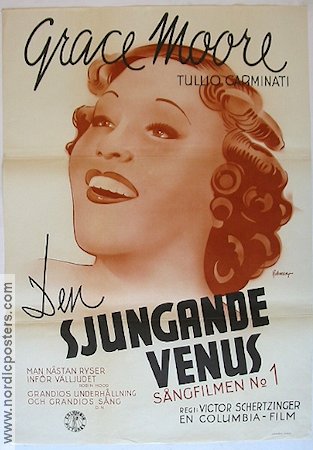 Den sjungande Venus 1934 poster Grace Moore Tullio Carminati Lyle Talbot Victor Schertzinger Eric Rohman art