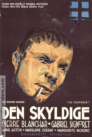 Den skyldige 1937 poster Pierre Blanchar Gabriel Signoret Madeleine Ozeray Raymond Bernard Rökning