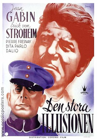 Den stora illusionen 1937 poster Jean Gabin Erich von Stroheim Dita Parlo Jean Renoir Eric Rohman art