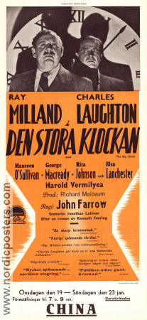 Den stora klockan 1948 poster Ray Milland Maureen O´Sullivan Charles Laughton John Farrow Film Noir