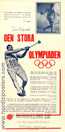 Den stora olympiaden 1938 poster Leni Riefenstahl Olympiader Sport