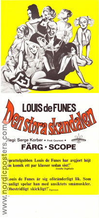 Den stora skandalen 1970 poster Louis de Funes Noelle Adam Olivier De Funes Serge Korber Damer Musikaler