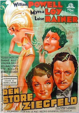 Den store Ziegfeld 1936 poster William Powell Myrna Loy Luise Rainer Musikaler