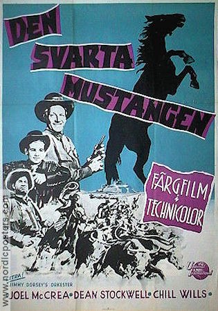 Den svarta mustangen 1952 poster Joel McCrea Hästar