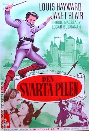 Den svarta pilen 1948 poster Louis Hayward Äventyr matinée