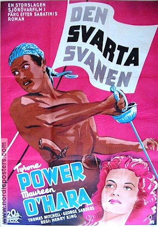 Den svarta svanen 1943 poster Tyrone Power Maureen O´Hara Henry King Äventyr matinée