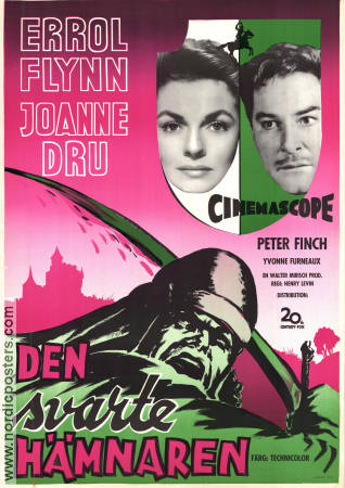 Den svarte hämnaren 1955 poster Errol Flynn Joanne Dru