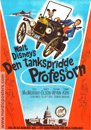 Den tankspridde professorn 1961 poster Fred MacMurray Nancy Olson Keenan Wynn Robert Stevenson Bilar och racing