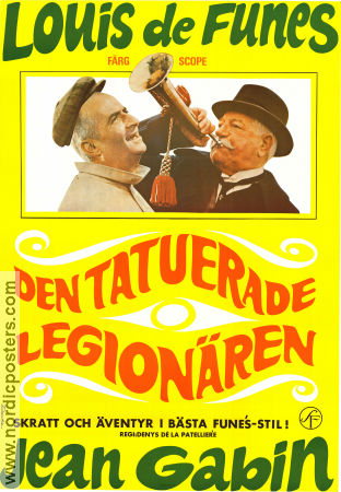 Den tatuerade legionären 1968 poster Jean Gabin Louis de Funes Paul Mercey Denys deLa Patelliere