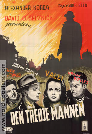 Den tredje mannen 1949 poster Orson Welles Trevor Howard Joseph Cotten Alida Valli Carol Reed Affischkonstnär: Wigforss Film Noir