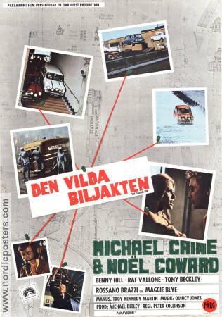 Den vilda biljakten 1969 poster Michael Caine Noel Coward Benny Hill Peter Collinson Bilar och racing Kultfilmer