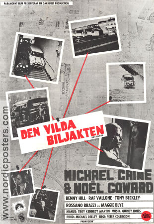 Den vilda biljakten 1969 poster Michael Caine Noel Coward Benny Hill Peter Collinson Bilar och racing Kultfilmer