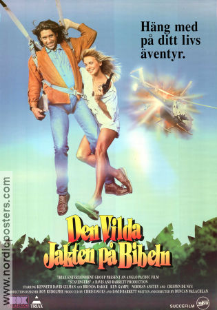 Den vilda jakten på bibeln 1988 poster Kip Gilman Brenda Bakke Ken Gampu Dee McLachlan Filmen från: South Africa Fallskärm