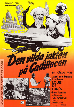 Den vilda jakten på Cadillacen 1965 poster Louis de Funes Bourvil Venantino Venantini Gérard Oury Bilar och racing