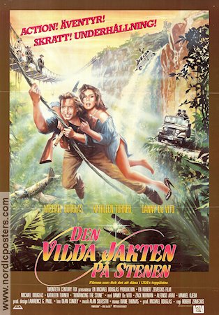 Den vilda jakten på stenen 1984 poster Michael Douglas Kathleen Turner Danny DeVito Robert Zemeckis