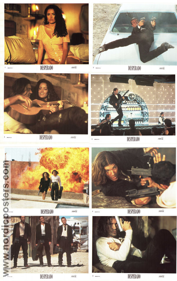 Desperado 1995 lobbykort Antonio Banderas Salma Hayek Joaquim de Almeida Robert Rodriguez Vapen