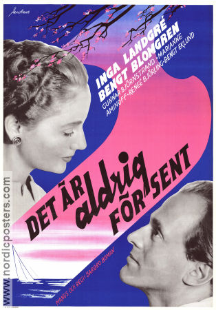 Det är aldrig för sent 1956 poster Inga Landgré Bengt Blomgren Marianne Aminoff Renée Björling Barbro Boman