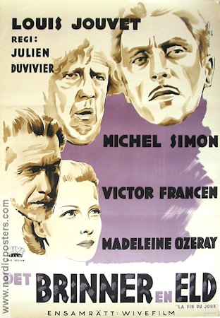 Det brinner en eld 1938 poster Louis Jouvet Michel Simon