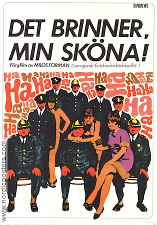 Det brinner min sköna 1967 poster Jan Vostrcil Josef Sebanek Milos Forman Filmen från: Czechoslovakia Brand Konstaffischer