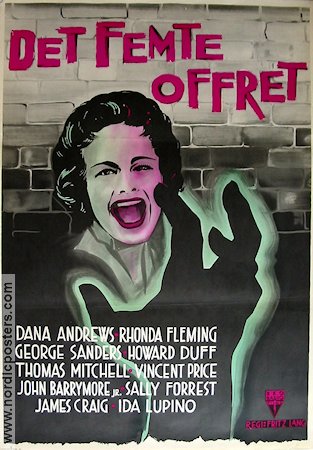 Det femte offret 1956 poster Dana Andrews Rhonda Fleming Fritz Lang Film Noir