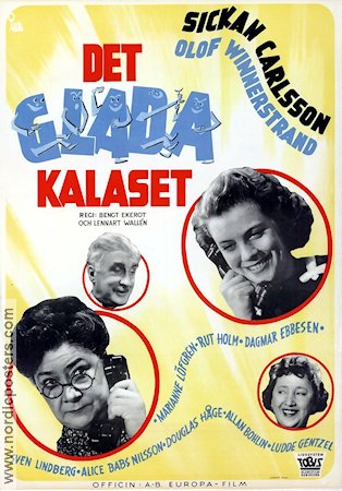 Det glada kalaset 1946 poster Sickan Carlsson Olof Winnerstrand Rut Holm Dagmar Ebbesen Bengt Ekerot Telefoner