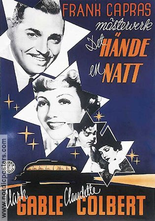 Det hände en natt 1934 poster Clark Gable Claudette Colbert Walter Connolly Frank Capra