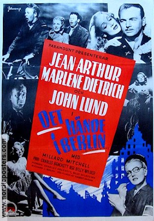 Det hände i Berlin 1948 poster Jean Arthur Marlene Dietrich John Lund Billy Wilder