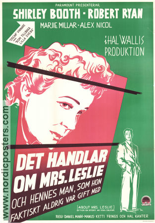 Det handlar om Mrs Leslie 1954 poster Shirley Booth Robert Ryan Daniel Mann