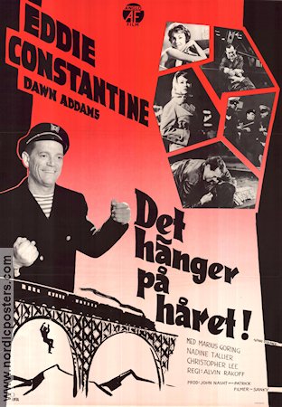 Det hänger på håret 1959 poster Eddie Constantine Dawn Addams Marius Goring Alvin Rakoff