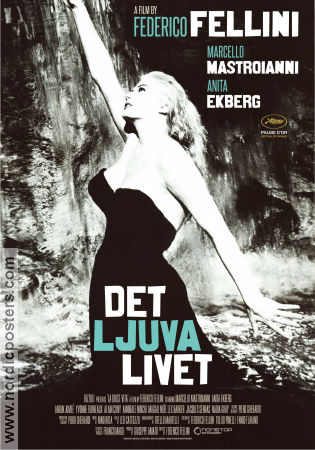 Det ljuva livet 1960 poster Anita Ekberg Marcello Mastroianni Anouk Aimée Federico Fellini