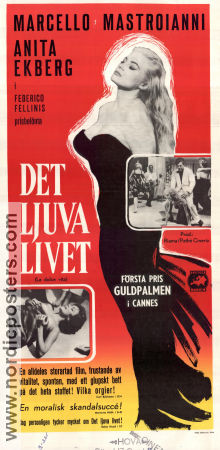 Det ljuva livet 1960 poster Anita Ekberg Marcello Mastroianni Anouk Aimée Federico Fellini