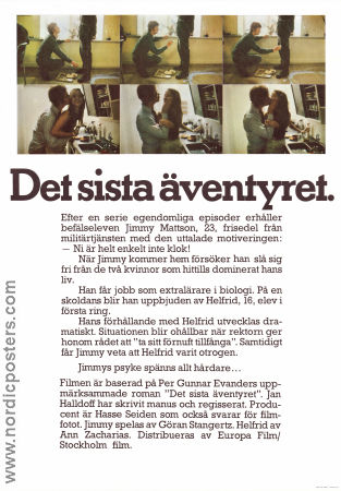 Det sista äventyret 1974 poster Göran Stangertz Ann Zacharias Marianne Aminoff Jan Halldoff