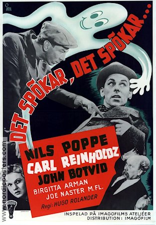 Det spökar det spökar 1943 poster Nils Poppe Carl Reinholdz John Botvid Hugo Bolander