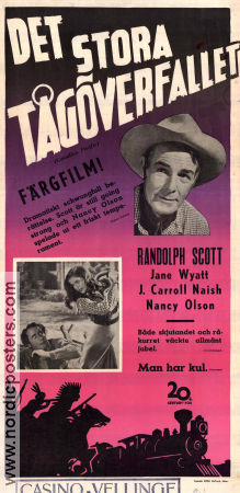 Det stora tågöverfallet 1949 poster Randolph Scott Jane Wyatt J Carrol Naish Edwin L Marin