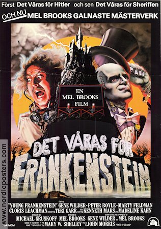 Det våras för Frankenstein 1974 poster Gene Wilder Marty Feldman Madeline Kahn Mel Brooks
