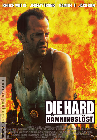 Die Hard hämningslöst 1995 poster Bruce Willis Jeremy Irons Samuel L Jackson Graham Greene Colleen Camp John McTiernan