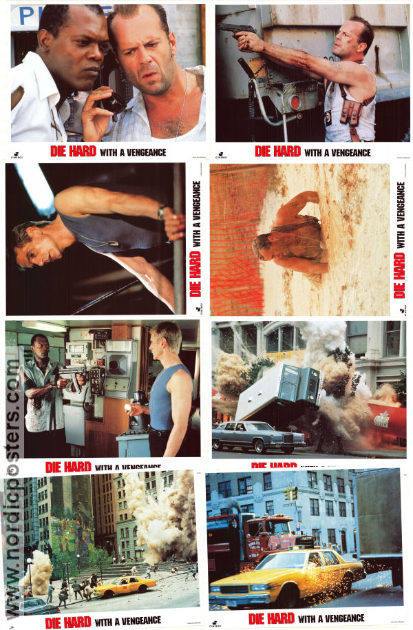 Die Hard hämningslöst 1995 lobbykort Bruce Willis Jeremy Irons Samuel L Jackson John McTiernan