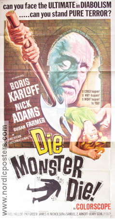 Die Monster Die! 1965 poster Boris Karloff Nick Adams Freda Jackson Daniel Haller Hitta mer: Large Poster