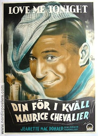 Din för i kväll 1949 poster Maurice Chevalier Jeanette MacDonald Rouben Mamoulian Musikaler