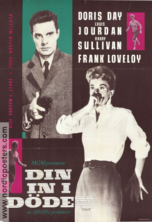 Din in i döden 1956 poster Doris Day Louis Jourdan Barry Sullivan Andrew L Stone Film Noir