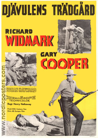 Djävulens trädgård 1954 poster Gary Cooper Richard Widmark Susan Hayward Henry Hathaway