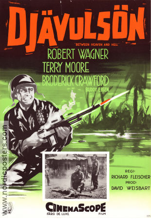 Djävulsön 1956 poster Robert Wagner Terry Moore Broderick Crawford Richard Fleischer Krig