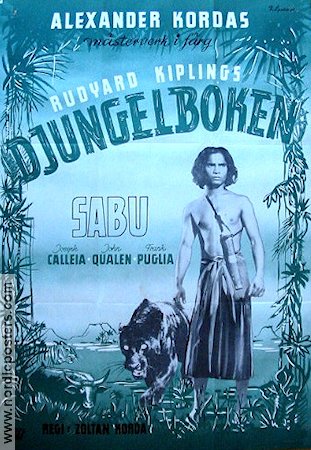 Djungelboken 1942 poster Sabu Text: Rudyard Kipling