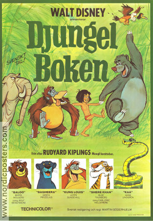Djungelboken 1967 poster Baloo Mowgli Phil Harris Wolfgang Reitherman Affischkonstnär: Walter Bjorne