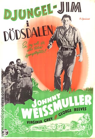 Djungel-Jim i dödsdalen 1948 poster Johnny Weissmuller Virginia Grey George Reeves William Berke Äventyr matinée Från serier