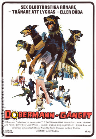 Doberman-gänget 1972 poster Julie Parrish Byron Mabe Hal Reed Byron Chudnow Hundar