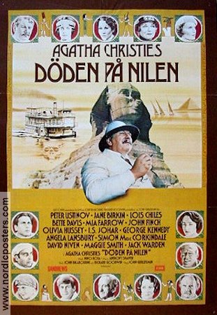 Döden på nilen 1978 poster Peter Ustinov Mia Farrow Simon MacCorkindale John Guillermin Text: Agatha Christie