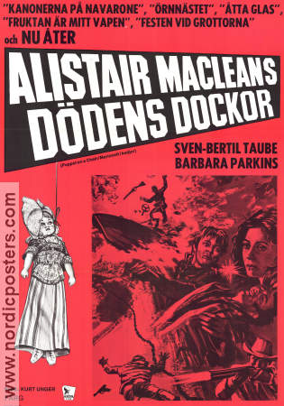 Dödens dockor 1970 poster Sven-Bertil Taube Barbara Parkins Alexander Knox Geoffrey Reeve Text: Alistair Maclean Skepp och båtar Agenter