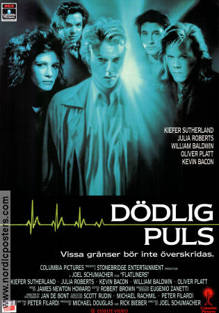 Dödlig puls 1990 poster Kiefer Sutherland Julia Roberts Kevin Bacon Joel Schumacher