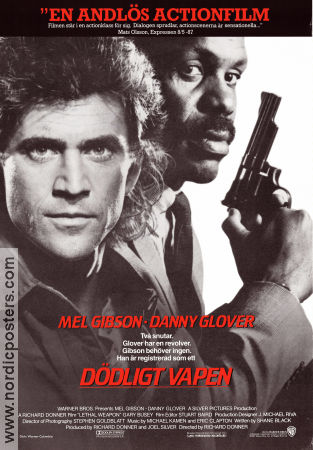 Dödligt vapen 1987 poster Mel Gibson Danny Glover Gary Busey Richard Donner Vapen Poliser